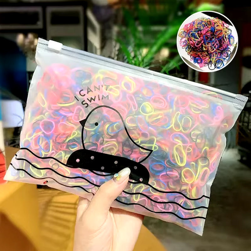 1000Pcs/Pack Girls Colorful Small Disposable Rubber Bands Gum for Ponytail Hold Scrunchie Hair Bands Fashion Hair Accessories