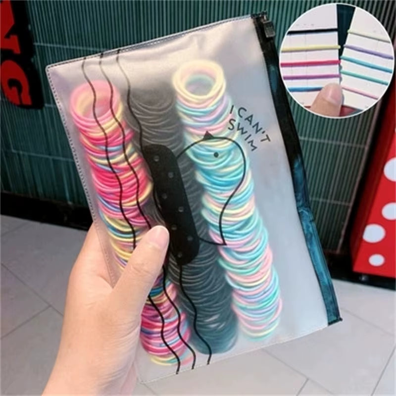 100Pcs/Set Girls Elastic Hair Bands Girls Hair Accessories 2.5Cm Colorful Rubber Band Children Ponytail Holder Kids Hair Ties